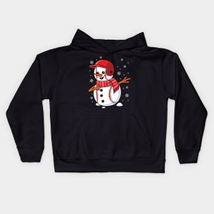 Christmas Dabbing Snowman Baseball Player Xmas Dab Dance Kids Hoodie